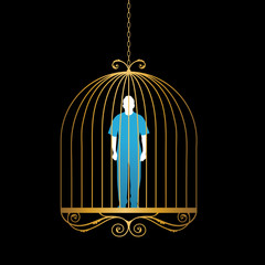 Man in gold bird cage - 55193984