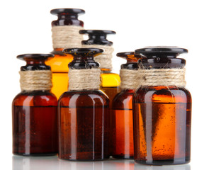 Medicine bottles isolated on white