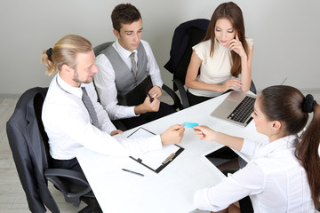 Fototapeta premium Group of business people having meeting together