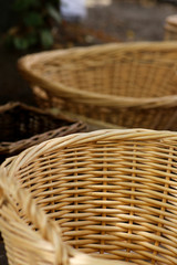 Empty wicker baskets