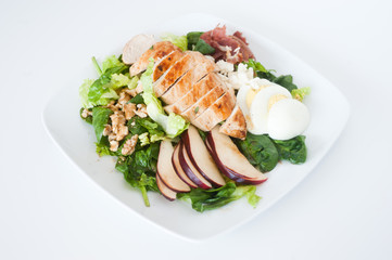 plate of fresh chopped grilled chicken salad