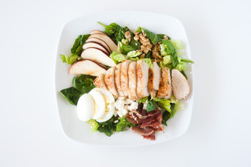 plate of fresh chopped grilled chicken salad