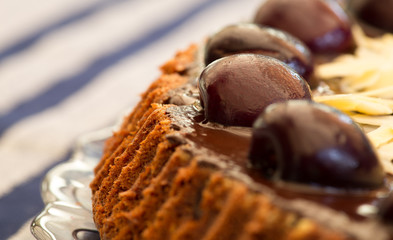 Chocolate Cake With Cherries And Almond