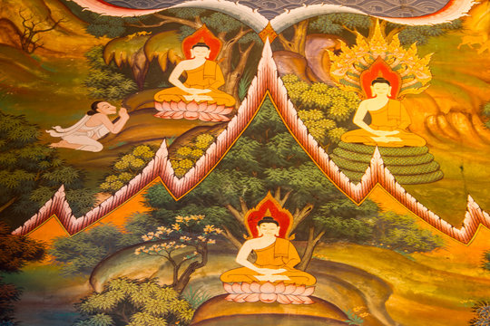 Thai style painting at temple