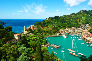 Naklejka na ściany i meble Portofino miejscowości na wybrzeżu Ligurii, Włochy