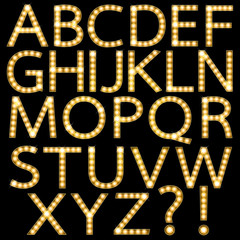 Set of Golden Broadway Light Bulb Alphabet A-Z