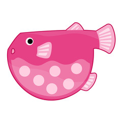 pink fish cute cartoon isolated illustration