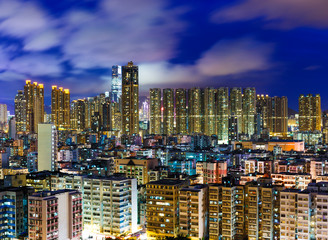 Fototapeta na wymiar Residential district in Hong Kong at night