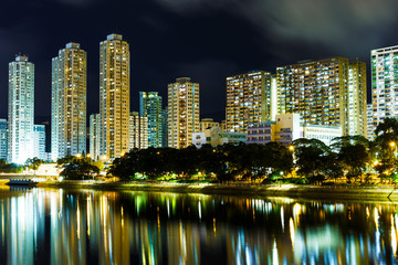 Fototapeta na wymiar Sha Tin in Hong Kong at night