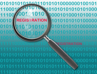 magnifying glass on registration