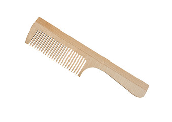 Wooden comb isolated on white