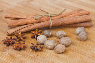cinnamon,  anise  seads and nutmeg
