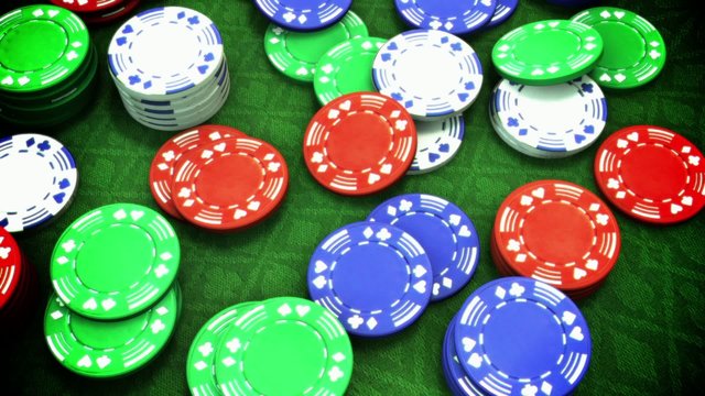 Gambeling cards and poker chips looping animation