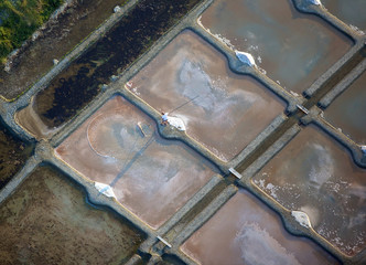 marais salants de Guérande vu du ciel