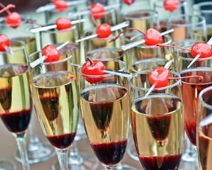 Glasses with wine on table