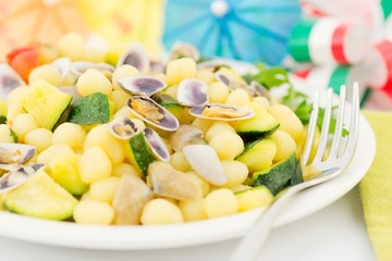 Gnocchi with clams and courgettes