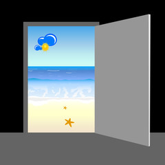 beach behind the door vector illustration