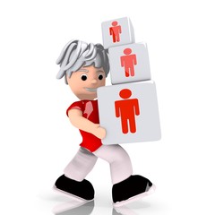 Fototapeta premium 3d graphic of a isolated man icon carried by a cute character