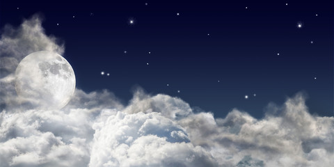Obraz na płótnie Canvas large full moon above dark clouds