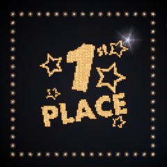 3d graphic of a best 1st place symbol glittering golden