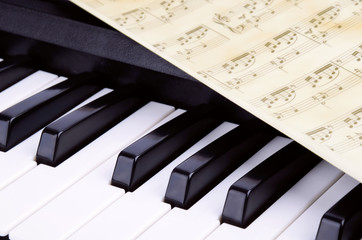 Naklejki  Zbliżenie klawiszy fortepianu, muzyka