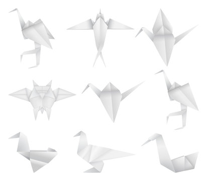 Origami birds set
