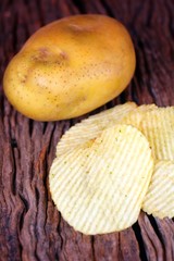 Potato chips and fresh potato