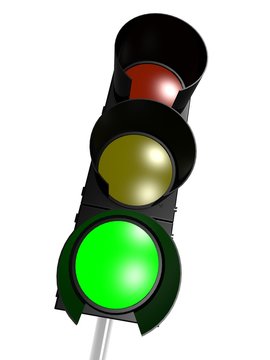Traffic light with green on