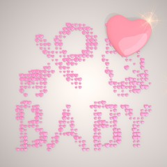 3d render of a soft baby symbol made of many hearts