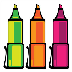 colored markers on white background