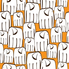 Foto op Plexiglas naadloze patroon witte olifanten © aleksbond