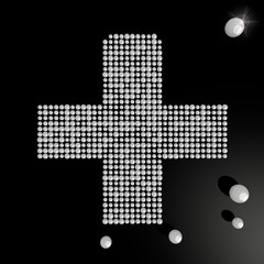 3d render of a noble cross symbol made of many spheres