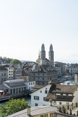 Obraz premium Zwingli Stadt Zürich, Altstadt mit Grossmünster, Schweiz