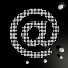 3d render of a noble email symbol made of many spheres