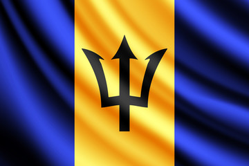 Waving flag of Barbados, vector
