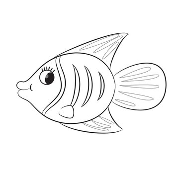Cartoon fish. Coloring book. Vector illustration