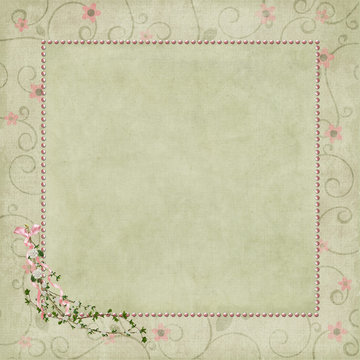 pink pearl frame on floral background