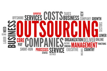 Fototapeta premium Outsourcing (outsource, offshoring, tag cloud)