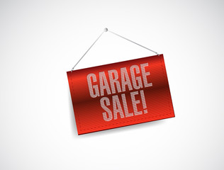 garage sale red hanging banner illustration