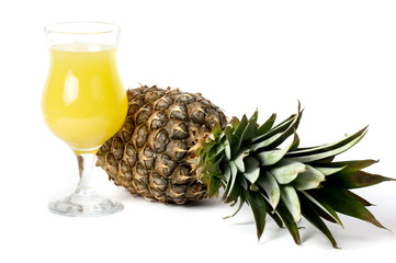 Fresh pineapple juice cocktail with vitamin in a glass