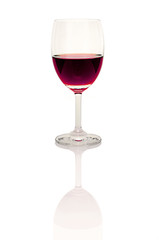 Red Wine Glass on White .