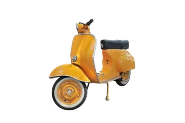 Foto op Plexiglas gele vintage scooter © Deno