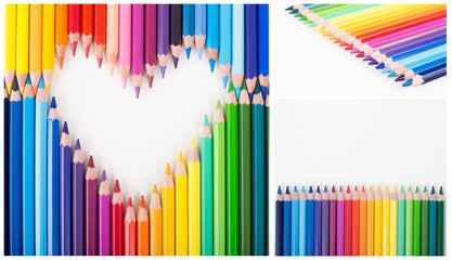 Colour pencils isolated on white background