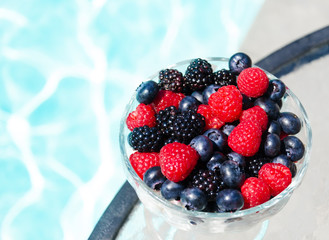 Morning dessert with berries