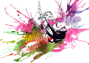 Naklejka premium swing girl