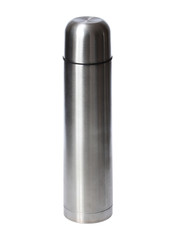 Metal thermos isolated on white background