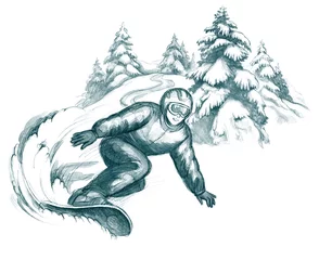 Tableaux ronds sur plexiglas Anti-reflet Peintures snowboarder
