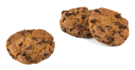 Chocolate pastry cookies isolated on white background
