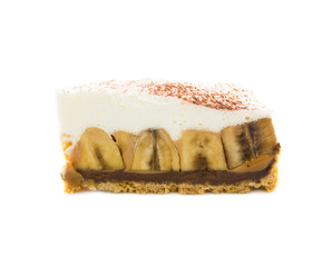 Banoffee cake isolated on white