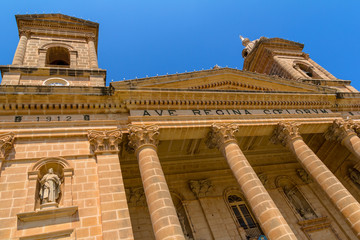 Mgarr church in the republic of Malta from a low angle